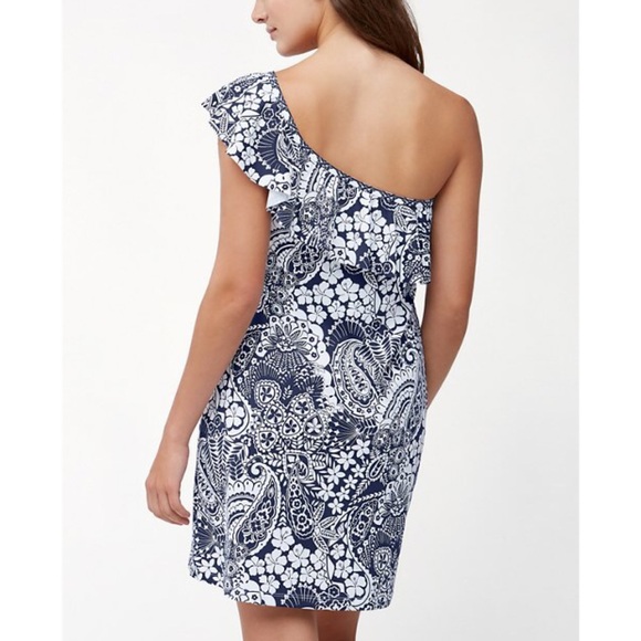 Tommy Bahama Paisley Paradise Off The Shoulder Floral Dress Swim Cover Blue S - Picture 5 of 10